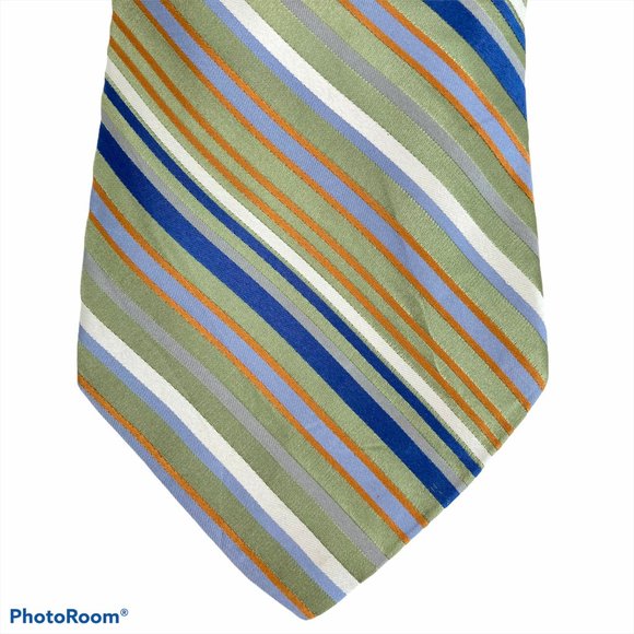 Apt. 9 Green Striped 100% Silk Neck Tie - Picture 1 of 4